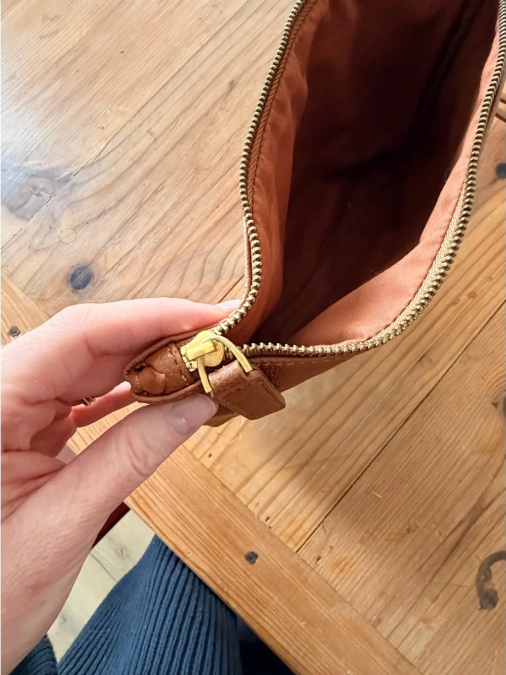 FAWN Leather Wristlet Clutch in Caramel Brown - Picture 4 of 5